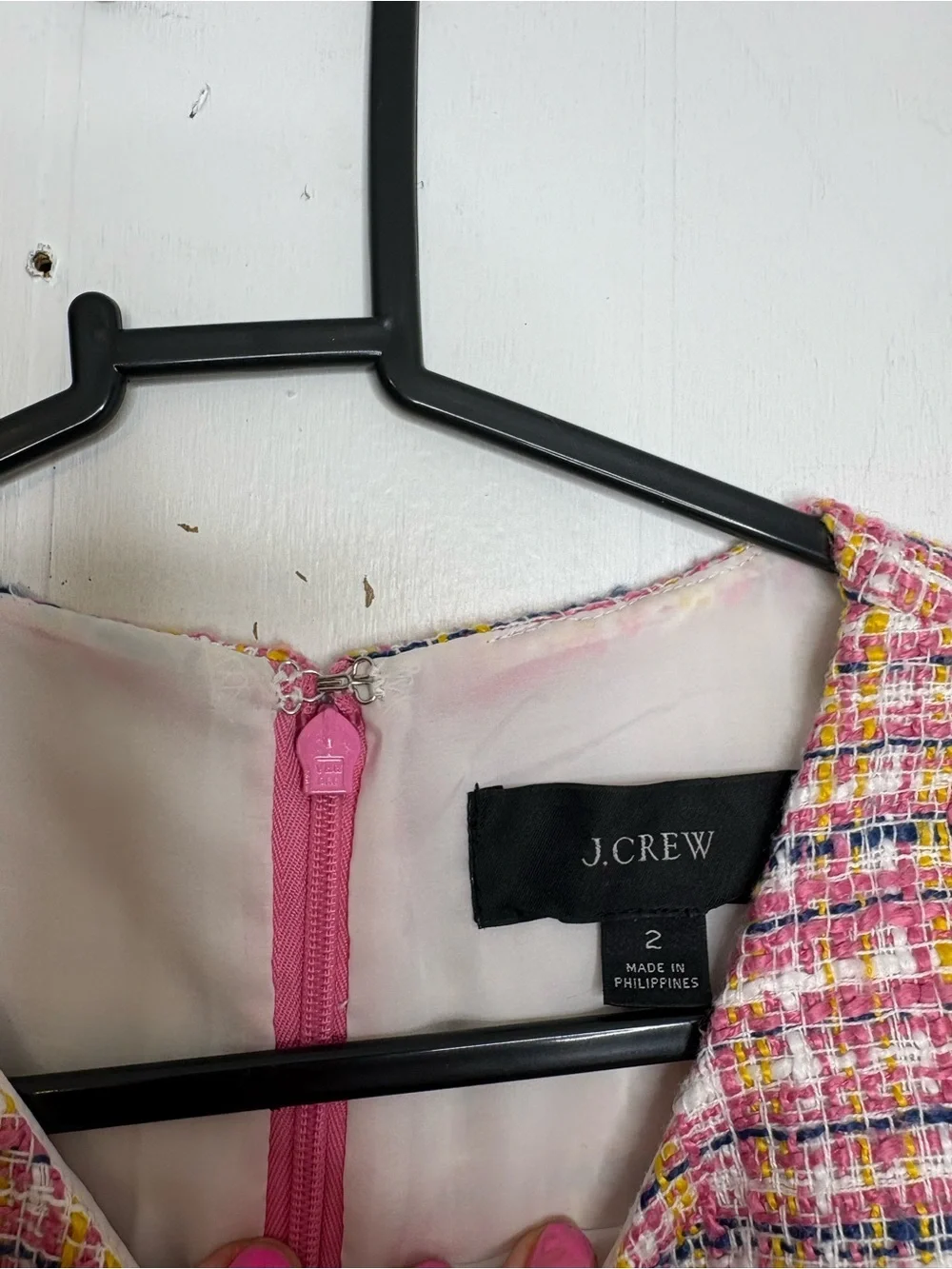 J Crew Dress Womens 2 Going Places Tweed Preppy Classic Old Money Pink Girly